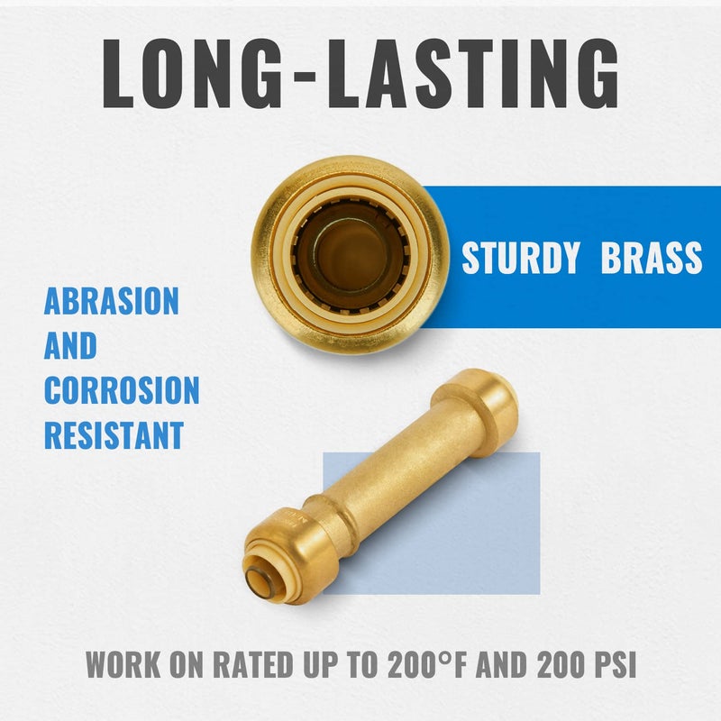 SUNGATOR 1/2 Inch Slip Coupling, Fatest Way for Emergency Repair and Leaks Fix, No Lead Brass Push-to-Connect Plumbing Fittings for PEX Pipe, Copper, CPVC, PE-RT, With 1 Disconnect Clip, Pack of 2 - Image 3